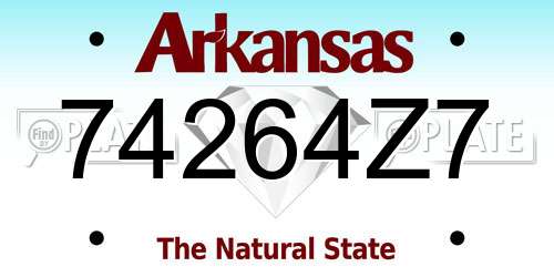 74264Z7 Arkansas License Plate