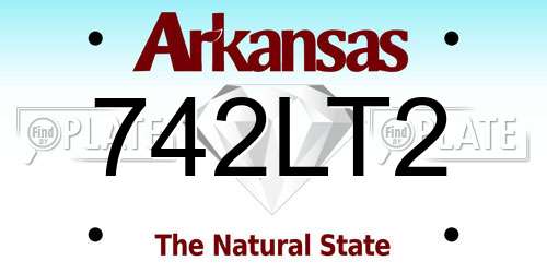 742LT2 Arkansas License Plate