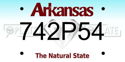 742P54 Arkansas License Plate