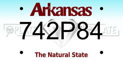 742P84 Arkansas License Plate