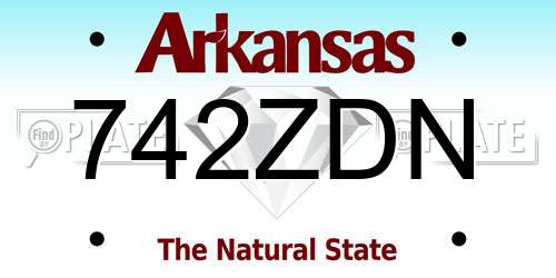 742ZDN Arkansas License Plate