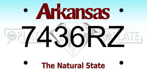 7436RZ Arkansas License Plate