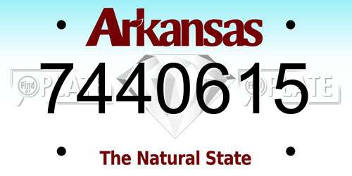 7440615 Arkansas License Plate