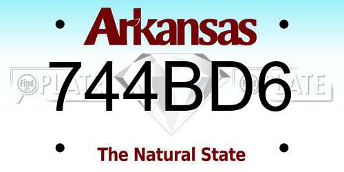 744BD6 Arkansas License Plate