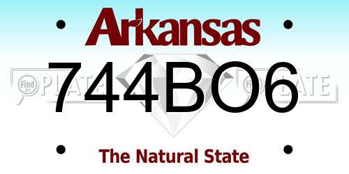 744BO6 Arkansas License Plate