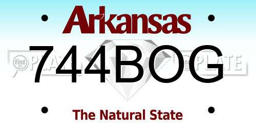 744BOG Arkansas License Plate