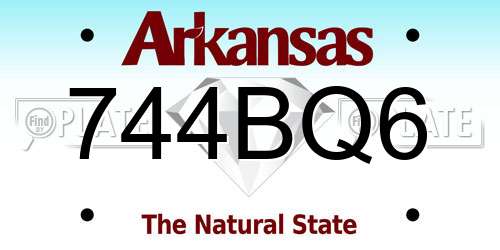 744BQ6 Arkansas License Plate