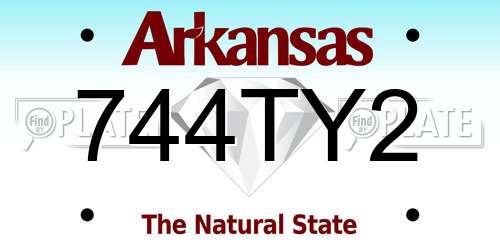 744TY2 Arkansas License Plate