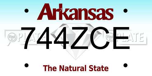 744ZCE Arkansas License Plate