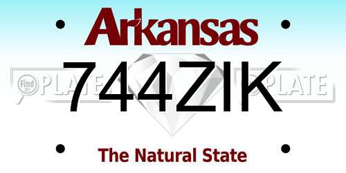 744ZIK Arkansas License Plate