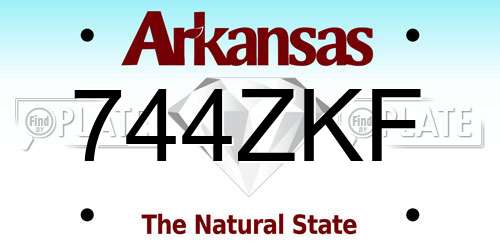 744ZKF Arkansas License Plate