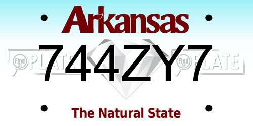 744ZY7 Arkansas License Plate