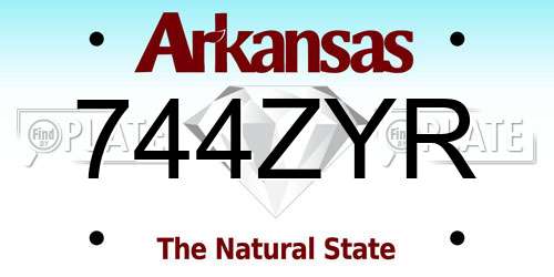 744ZYR Arkansas License Plate