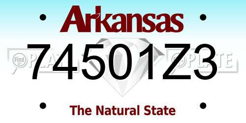 74501Z3 Arkansas License Plate