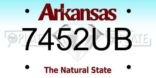 7452UB Arkansas License Plate