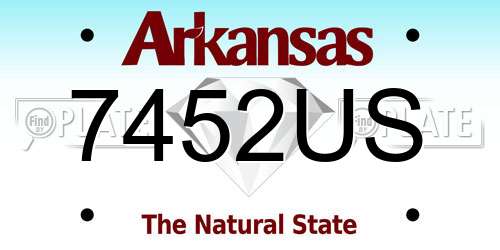 7452US Arkansas License Plate