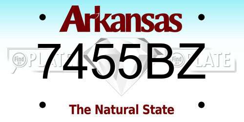 7455BZ Arkansas License Plate