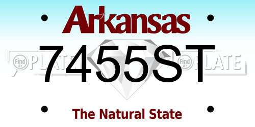 7455ST Arkansas License Plate