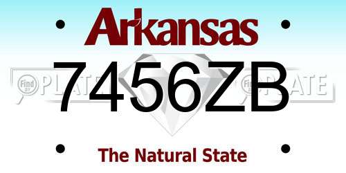 7456ZB Arkansas License Plate