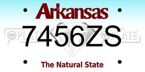 7456ZS Arkansas License Plate