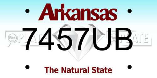 7457UB Arkansas License Plate