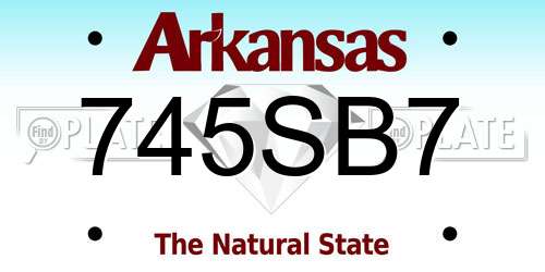 745SB7 Arkansas License Plate