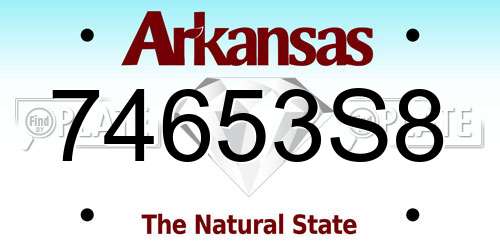 74653S8 Arkansas License Plate