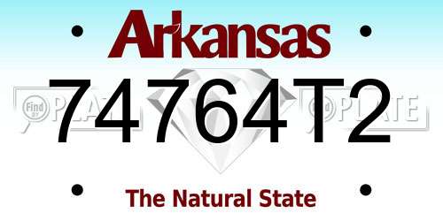74764T2 Arkansas License Plate