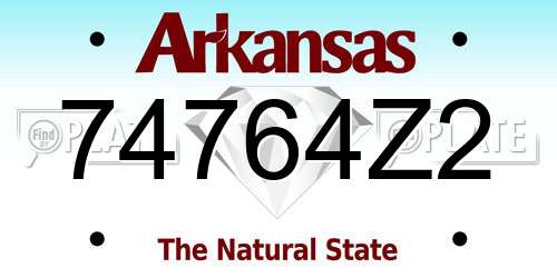 74764Z2 Arkansas License Plate