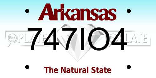 747IO4 Arkansas License Plate