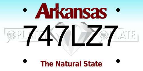 747LZ7 Arkansas License Plate