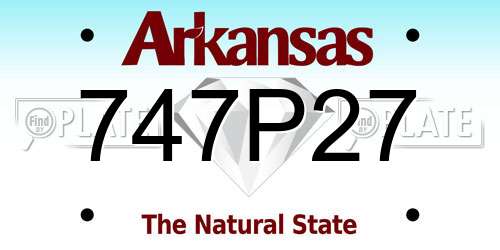 747P27 Arkansas License Plate