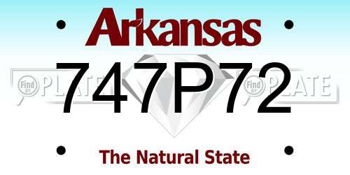 747P72 Arkansas License Plate