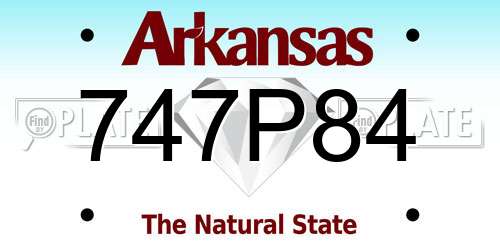 747P84 Arkansas License Plate
