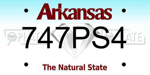 747PS4 Arkansas License Plate
