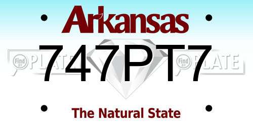 747PT7 Arkansas License Plate
