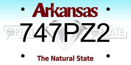 747PZ2 Arkansas License Plate