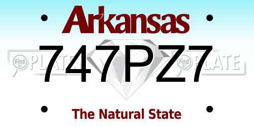 747PZ7 Arkansas License Plate