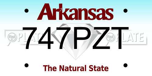 747PZT Arkansas License Plate