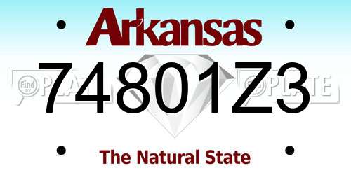 74801Z3 Arkansas License Plate