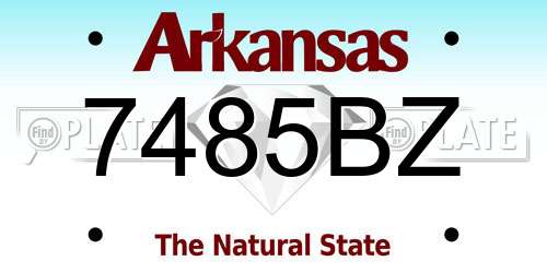 7485BZ Arkansas License Plate