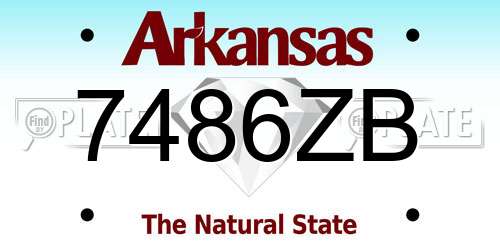 7486ZB Arkansas License Plate