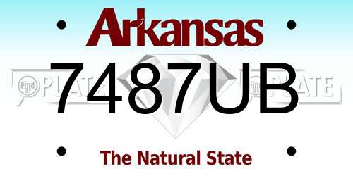 7487UB Arkansas License Plate