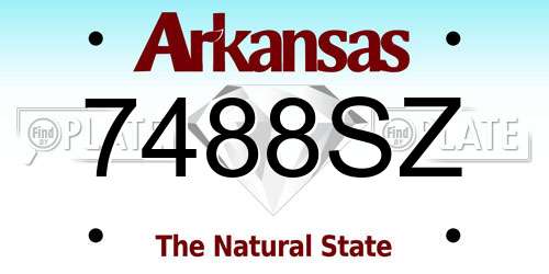 7488SZ Arkansas License Plate