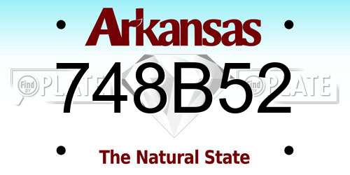 748B52 Arkansas License Plate