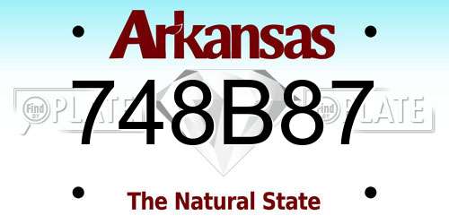 748B87 Arkansas License Plate
