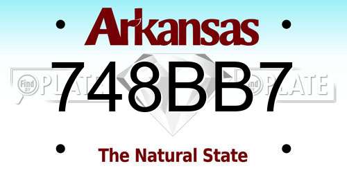 748BB7 Arkansas License Plate