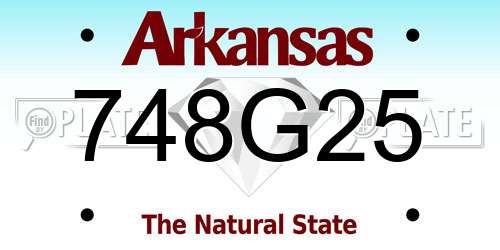 748G25 Arkansas License Plate