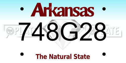 748G28 Arkansas License Plate