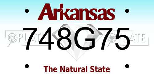 748G75 Arkansas License Plate